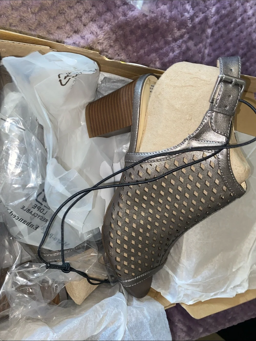 Liz Claiborne Metallic Taupe Wedge Slingback Sandal